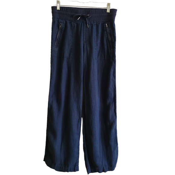 Athleta Pants - ATHLETA Cabo 100% Linen Wide Leg Pants Navy Blue 406734 Women's 4